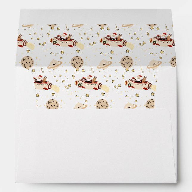Custom Santa Spaceship Christmas  Envelope (Back (Bottom))