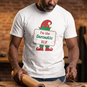 Custom Sarcastic Elf Holiday Squad Outfit T-Shirt