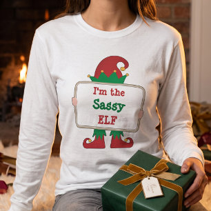 Custom Sassy Elf Womens Funny Christmas T-Shirt