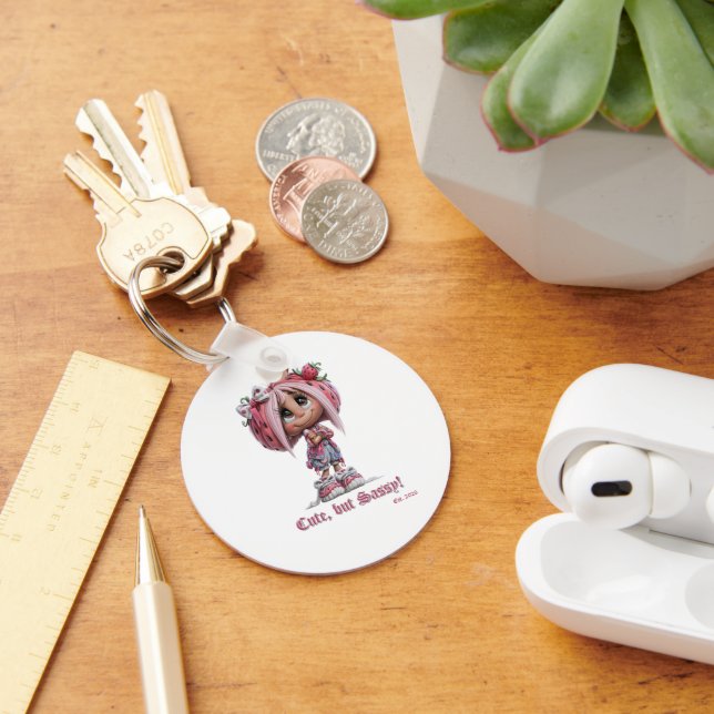 Custom Sassy Strawberry Harajuku Key Ring (Desk)