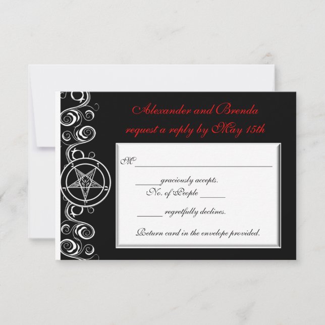Custom Satanic Wedding Response Cards RSVP (Front)