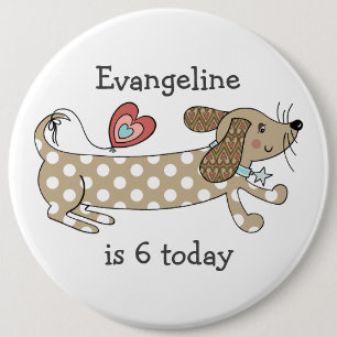 Custom Sausage Dog Dachshund Number Birthday 6 Cm Round Badge