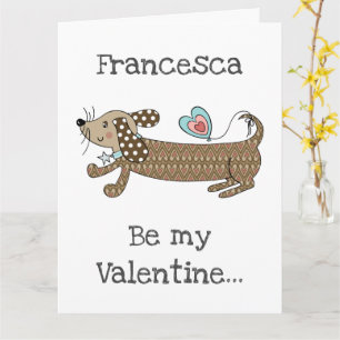Custom Sausage Dog Dachshund Valentine's Day Card