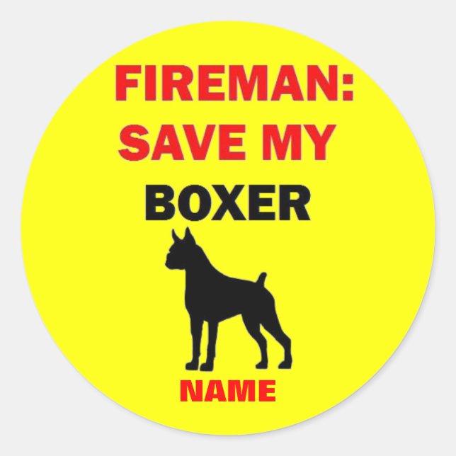Custom Save My Boxer Classic Round Sticker (Front)