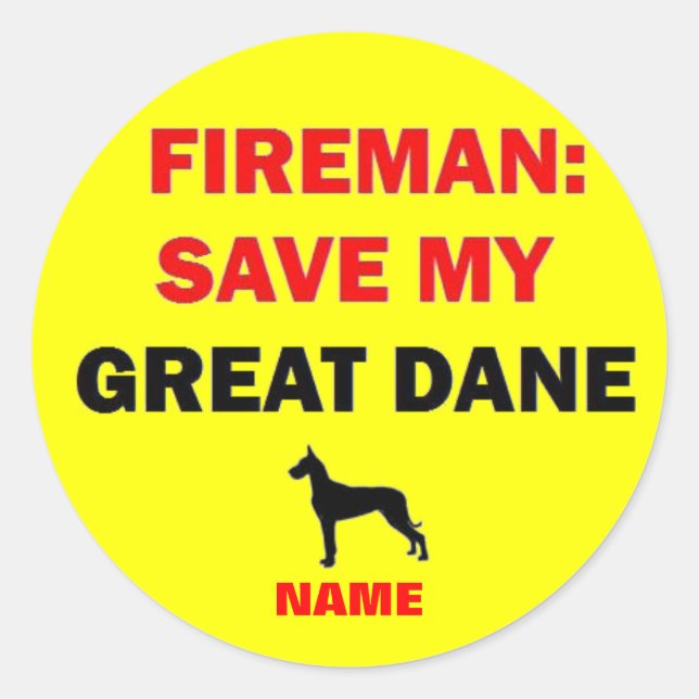 Custom Save My Great Dane Classic Round Sticker (Front)