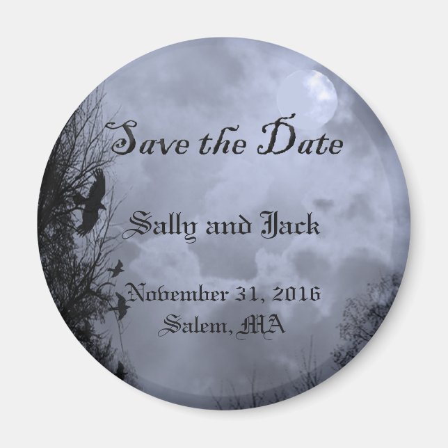 Custom Save the Date Blue Halloween Sky Magnet (Front)