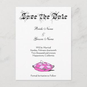 Custom Save the Date Cinderella Slipper on Pink Announcement Postcard