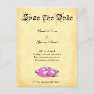 Custom Save the Date Cinderella Slipper on Pink Announcement Postcard