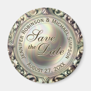 Custom Save the Date Gold Glam  Magnet