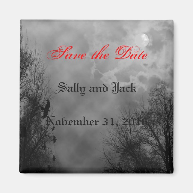 Custom Save the Date Haunted Halloween Sky Magnet (Front)
