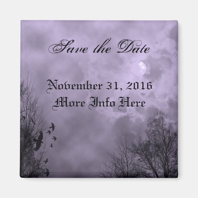 Custom Save the Date Haunted Purple Sky Magnet (Front)