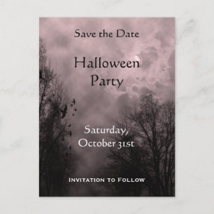 Custom Save the Date Haunted Red Sky Postcard