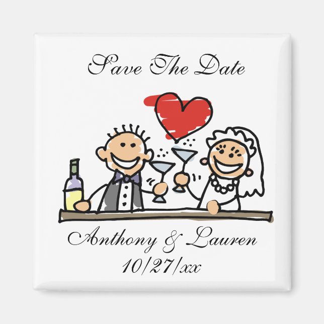 Custom Save The Date Magnets Personalised Names (Front)