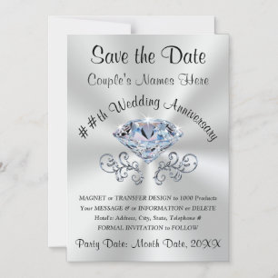 Custom Save the Date Magnets, Stunning Diamond Magnetic Invitation