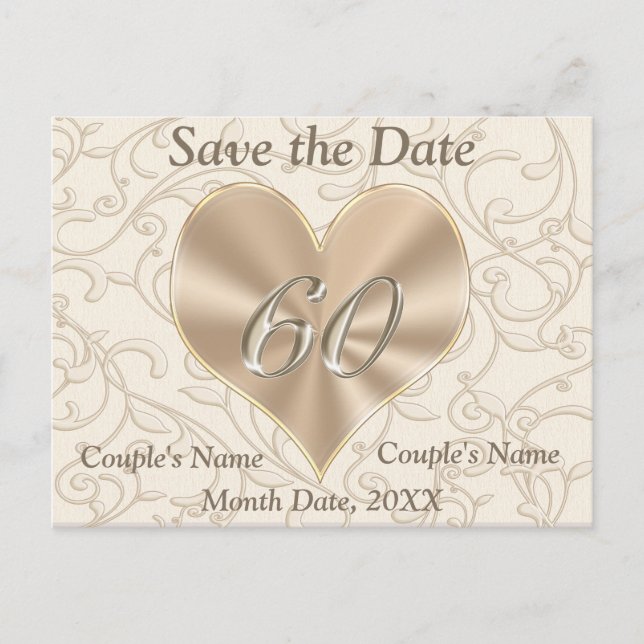 Custom Save the Date Post Card 60th Anniversary (Front)