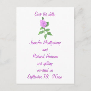 Custom Save the date postcards, Lavender rose Announcement Postcard