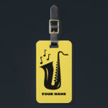 Custom saxophone logo travel luggage tags<br><div class="desc">Custom saxophone instrument logo travel luggage tags. Cute luggage tags for saxophonist,  sax player,  music teacher,  jazz musician,  friend,  husband,  couple,  dad etc. Custom baggage label for travel bags and suitcases. Mark your equipment and belongings with personalised tags. Birthday and Christmas Holiday gift ideas for him or her.</div>