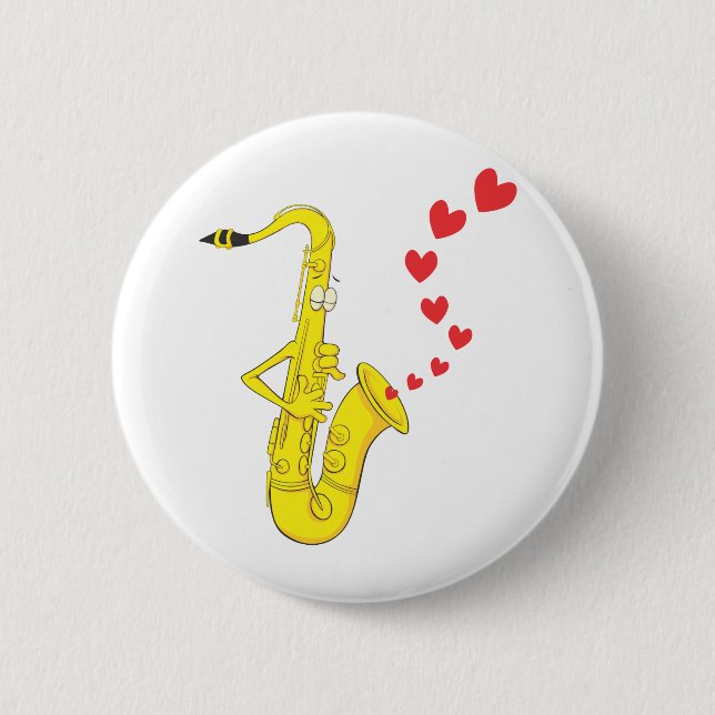 Custom Saxophone Serenading Love 6 Cm Round Badge (Front)