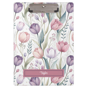 Custom Scandinavian Tulip Floral Pattern Clipboard