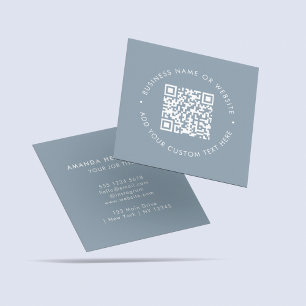 Custom Scannable Professional QR Code Navy Blue Square Business Card