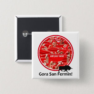 Custom scarf, San Fermin encierro, bull run logo, 15 Cm Square Badge