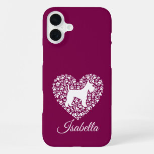 Custom Schnauzer Heart Paws Print - Dog Lover iPhone 16 Plus Case