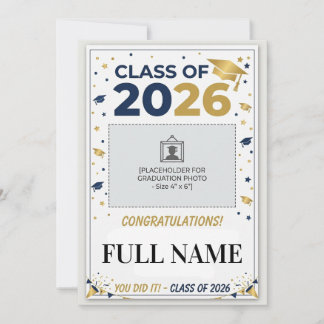 Custom School Colours Graduation Photo Card | Clas