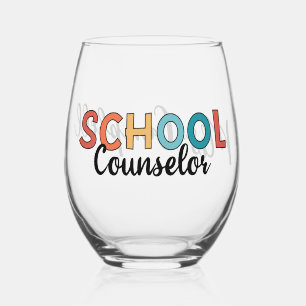 Custom School Counsellor Appreciation Gifts Stemless Wine Glass