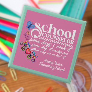 Custom School Counsellor Fun Quote  15 Cm Square Badge