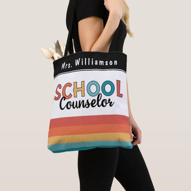 Custom School Counsellor Retro Counsellor Tote Bag (Close Up)