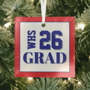 Custom School Grad '26 Glass Tree Decoration