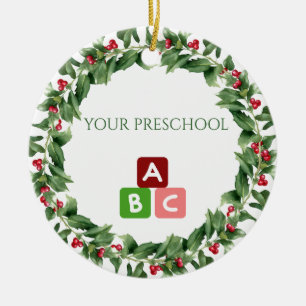 Custom School Holiday Teacher  Ceramic Ornament