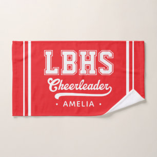 Custom School Initials, Personalised Cheerleader Hand Towel