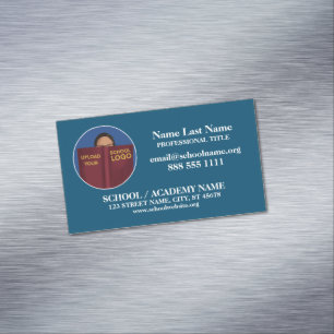 Custom School Logo   Professional Business Info Magnetic Business Card