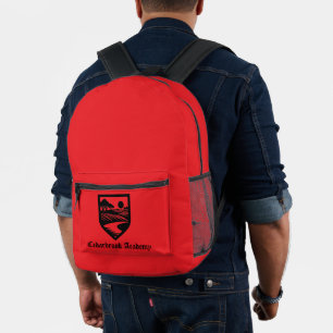 Custom School Name & Emblem Bright Red Backpack
