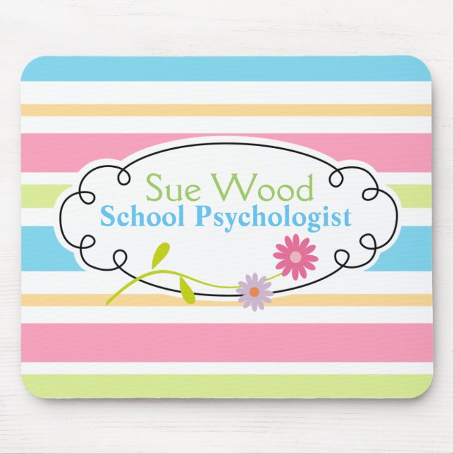 Custom School Psychologist Striped Up Mouse Pad (Front)