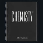 Custom School Subject Chemistry Black White Name Notebook<br><div class="desc">Chemistry | Personalised School Graph Paper Black Notebook</div>