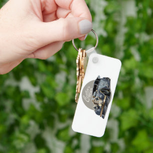 Custom sci-fi retro race car key ring