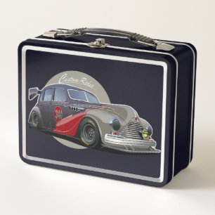 Custom sci-fi retro race car metal lunch box