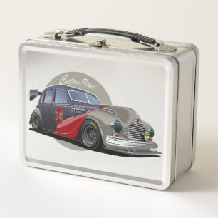 Custom sci-fi retro race car metal lunch box