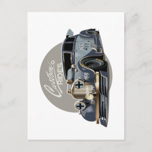 Custom sci-fi retro race car postcard
