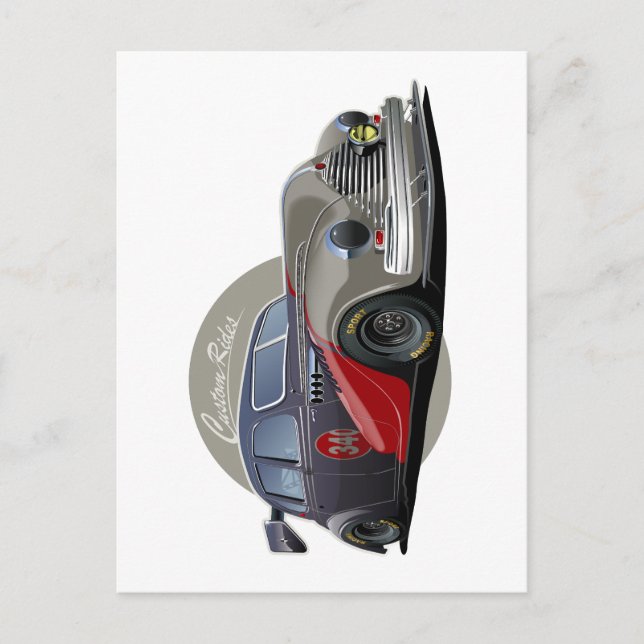 Custom sci-fi retro race car postcard (Front)