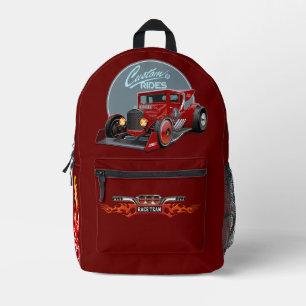 Custom sci-fi retro race car printed backpack