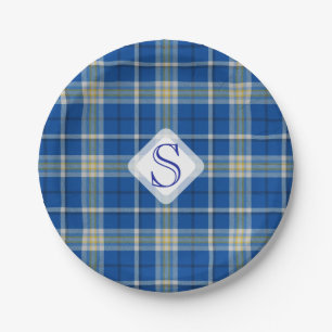 Custom Scotland flag colours tartan plaid pattern: Paper Plate