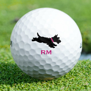 Custom Scottie Dog Golf Ball Set Monogram Pink