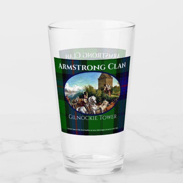 Custom Scottish Armstrong Clan Gilnockie Painting  Glass (Front)