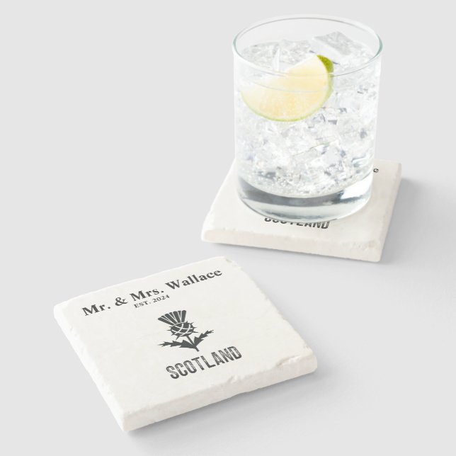 Custom Scottish Coaster for Wedding, Engagement (Side)