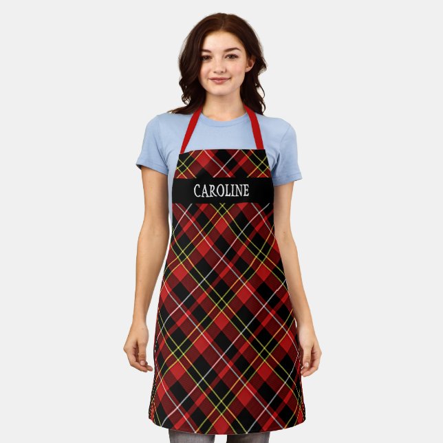 Custom Scottish Red Black White Yellow Plaid Apron (Worn)