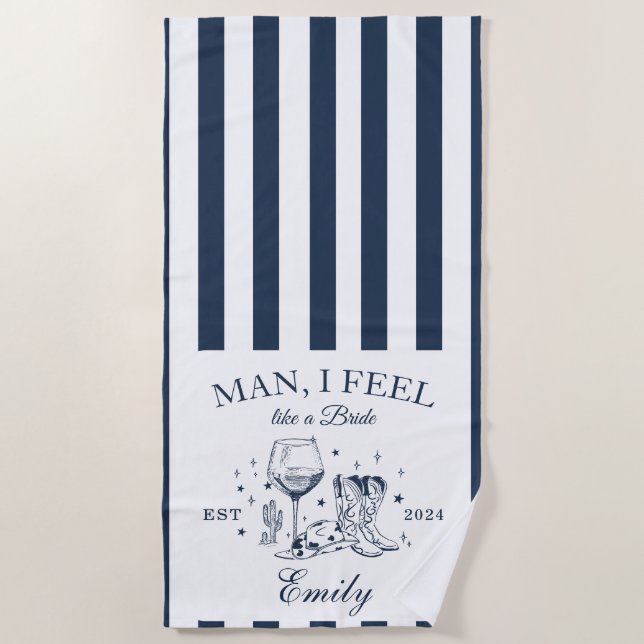 Custom Scottsdale Bachelorette Modern Beach Towel (Front)