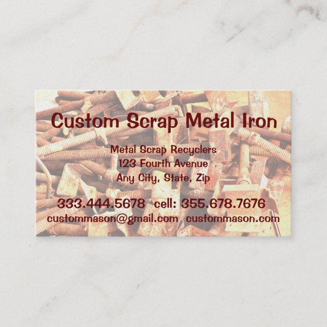Custom Scrap Metal Iron Recyclers Business Card (Front)